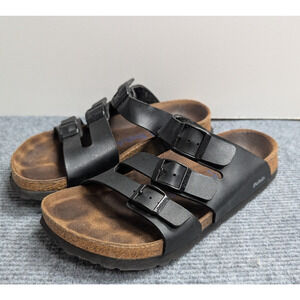 Betula Sandals Womens 6 Black Leather Buckle 3 Strap Comfort Boho Birkenstock